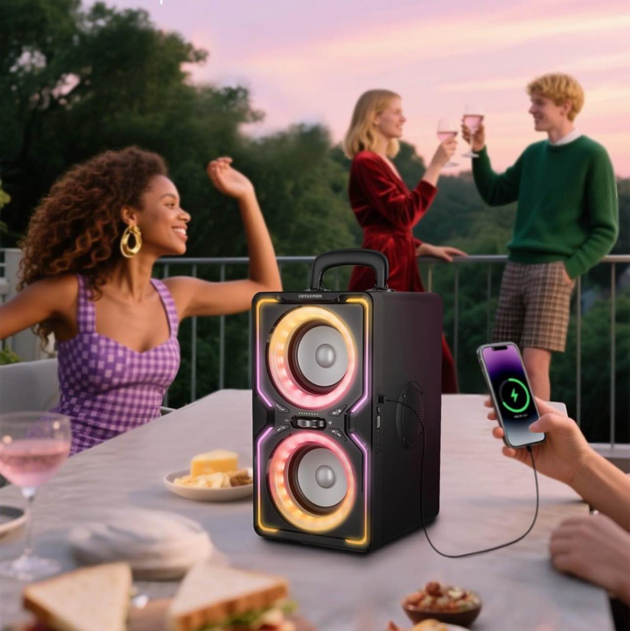 hotlemon large bluetooth speaker: 240w peak powerful loud sound with deep bass, 15h playtime, fast charge, tws, portable wireless speakers for outdoor, party, beach, backyard, home, outside (black)