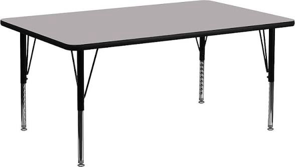 Condition photo showing Good Condition for  Flash Furniture Wren 30"W x 72"L Rectangular Grey Thermal Laminate Activity Table - Height Adjustable Short Legs