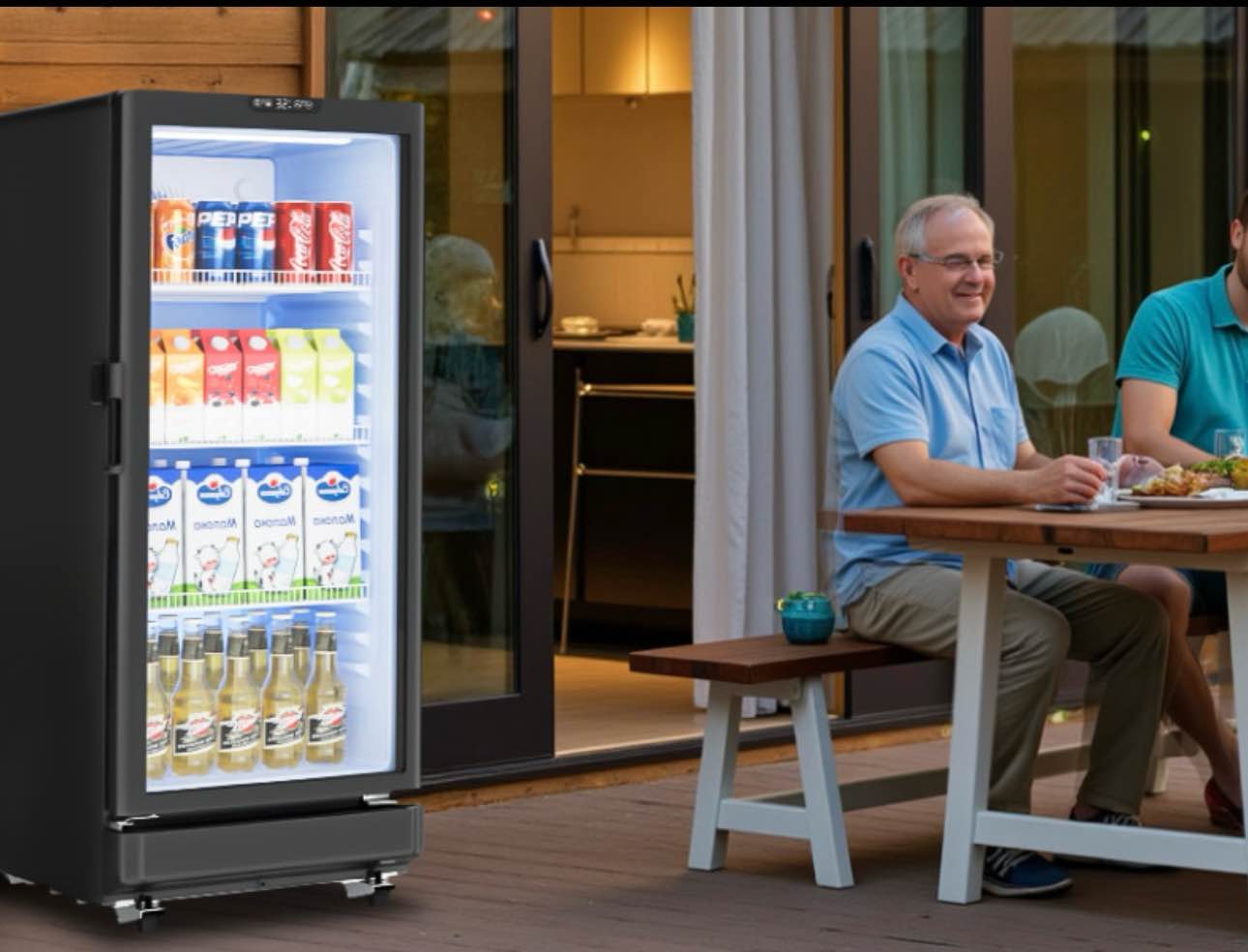 6 cu.ft commercial refrigerators, display fridge with double-tempered glass door, beverage cooler for bar, office, restaurant, outdoor beverage refrigerator with locking, key & led