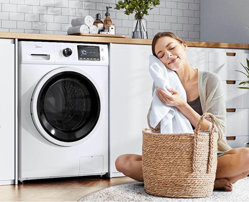 Midea 24 Inch Washer and Dryer Combo, All in One Washer and Dryer 2.7 cu.ft 26lbs, Ventless Washing Machine, Steam Care, Overnight Dry, 1400 RPM, 16 Cycles Front Load Washer, Full-Automatic, White