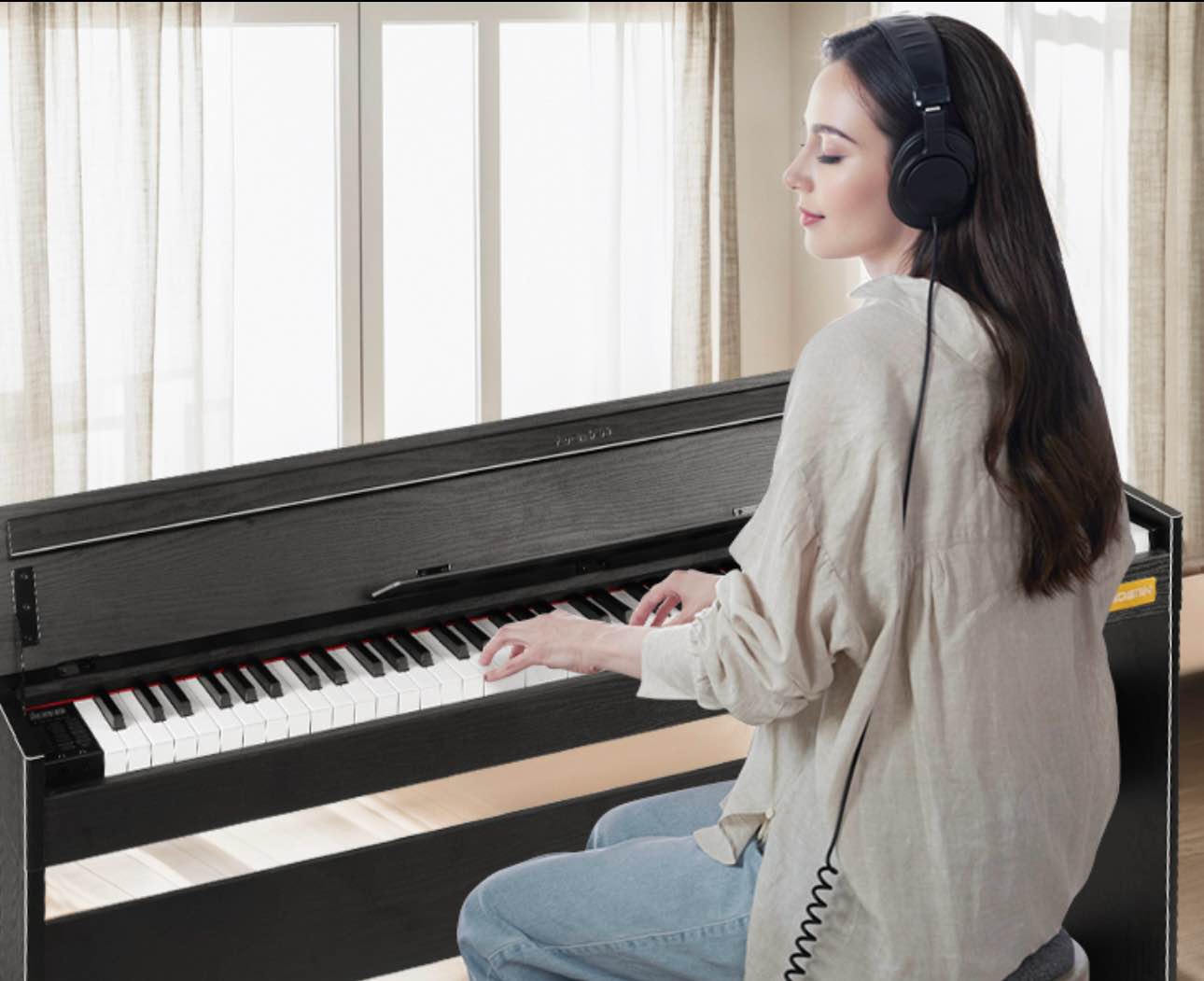 mosen 88 keys weighted digital piano with furniture stand & 3-pedal unit, hammer action keyboard, full-size electric piano keyboard supports usb-midi/wireless connect, mdp-110