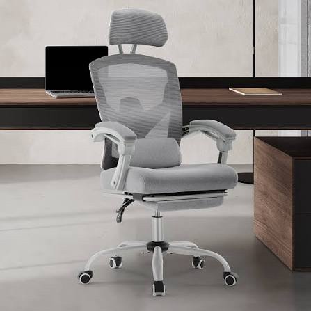 mesh ergonomic office chair with footrest,high back mesh gaming chair with lumbar support,adjustable headrest and armrests for home office desk chair (modern, grey)