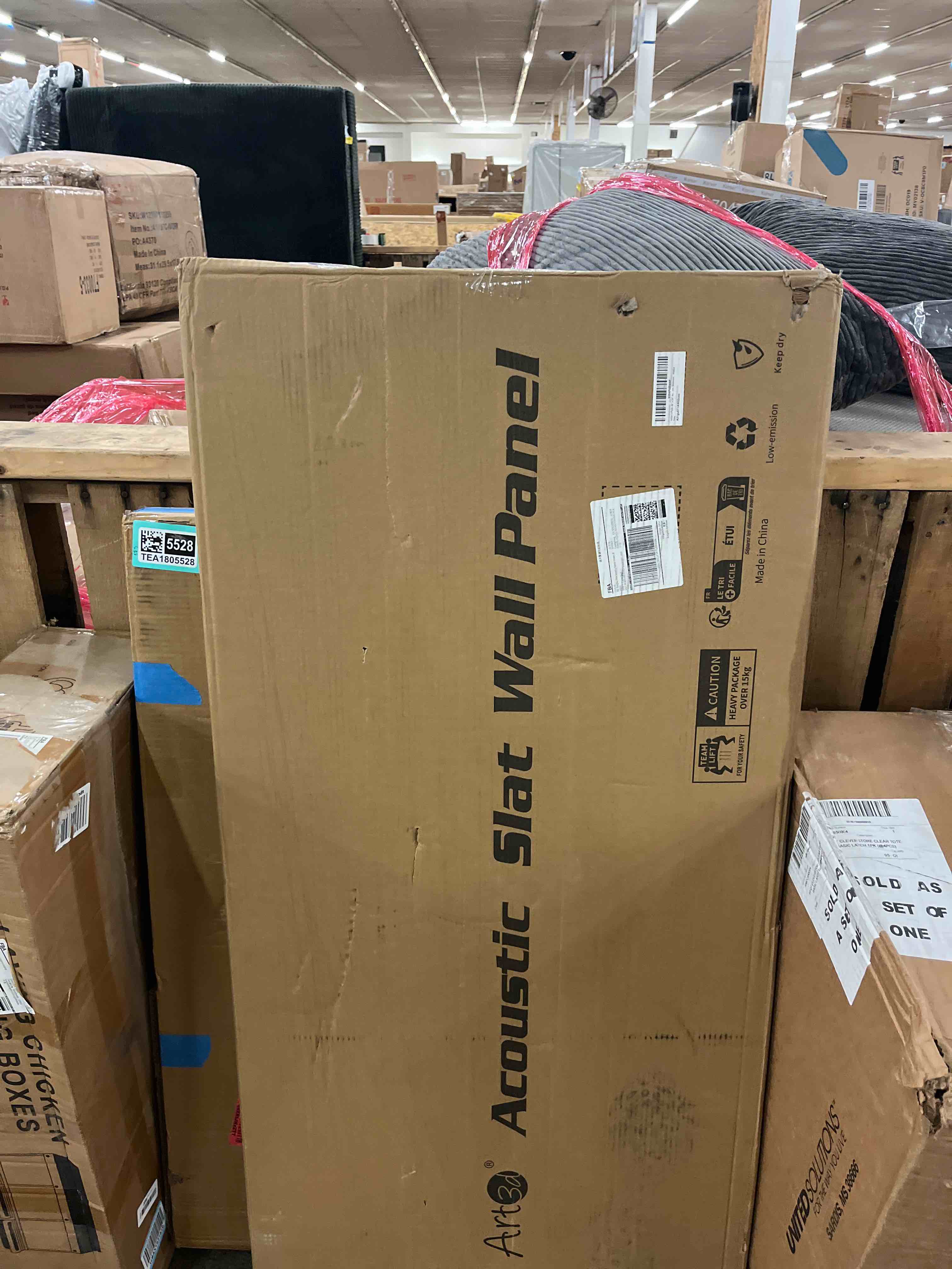 Condition photo showing New/Like New for Art3d 2-Pack 48" x 24" Acoustic Wood Panels for Wall, Soundproof Wood Slat Panel for Wall and Ceiling, 3D Fluted Sound Absorbing Paneling for Interior Wall Decor, Living Room, Bedroom - Walnut