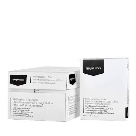 Condition photo showing New/Like New for (2 Boxes) Amazon Basics Multipurpose Copy Printer Paper, 8.5" x 11", 20 lb, 10 Reams, 5000 Sheets, 92 Bright, White