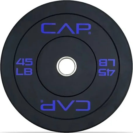 cap barbell budget olympic bumper plate set with white logo 45 pounds 