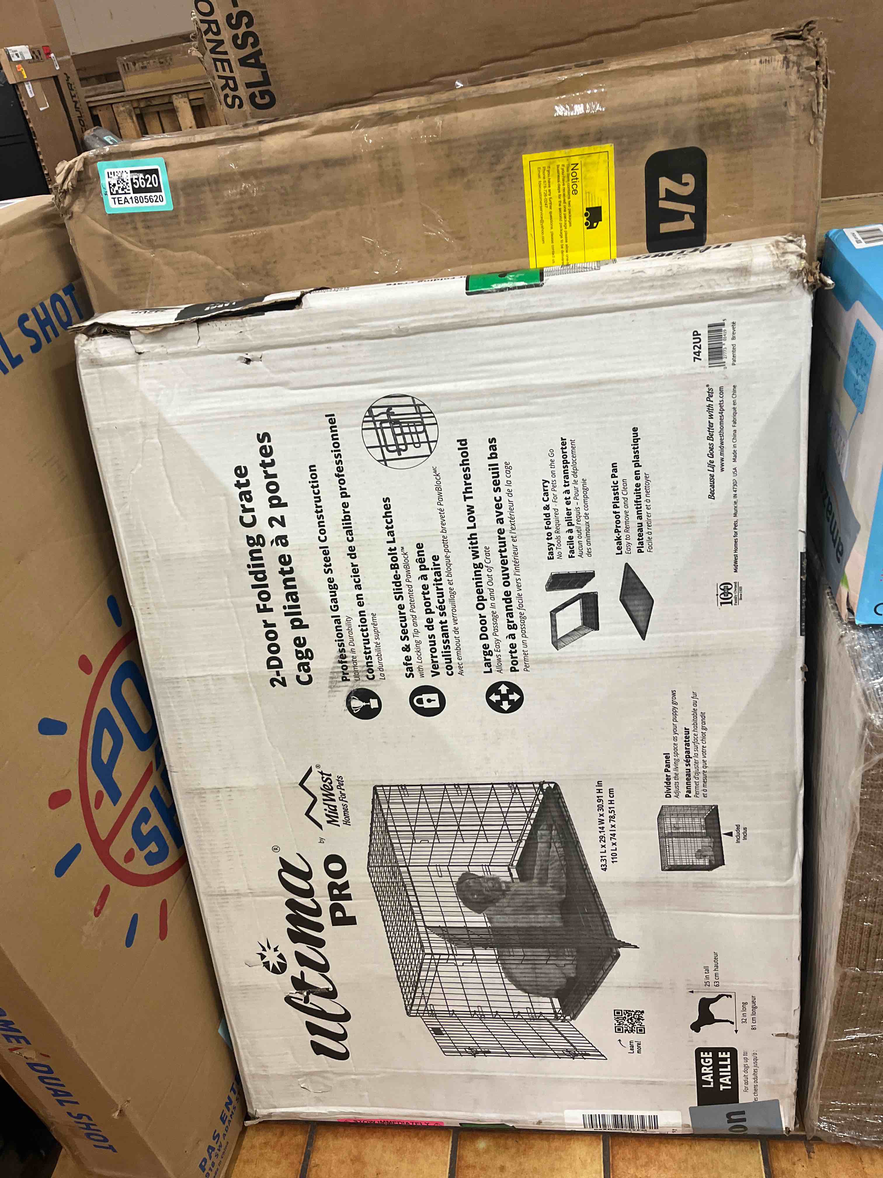 Condition photo showing New/Like New for MidWest Homes for Pets Ultima Pro Heavy-Duty 42-Inch Dog Crate, Ultra-Strong Steel Double Door Pet Cage for Large Breeds,