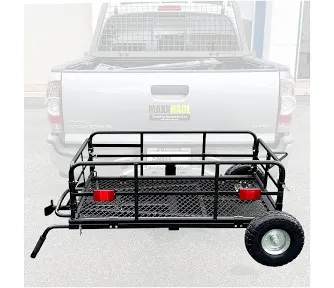 Condition photo showing New/Like New for MaxxHaul 50243 Foldable Hitch N Roll Cargo Carrier Cart With Quick Detachable Basket Rack With 10 inch Flat Free Tires for Home Camp Travel Ranch SUV Up to 400 lb. Capacity