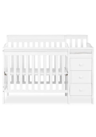 Condition photo showing New/Like New for Dream On Me Jayden 4-in-1 Mini Convertible Crib and Changer - White