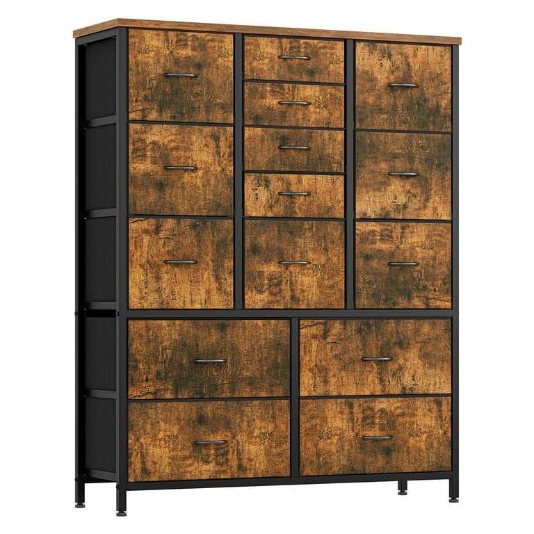 Condition photo showing New/Like New for Garvee 15 Drawers Dresser for Bedroom Tall Chest of Drawers, Metal Frame & Wood Top Storage Organizer Cabinet with Fabric Drawers for Living Room, Entryway, Hallway, Closet, Brown