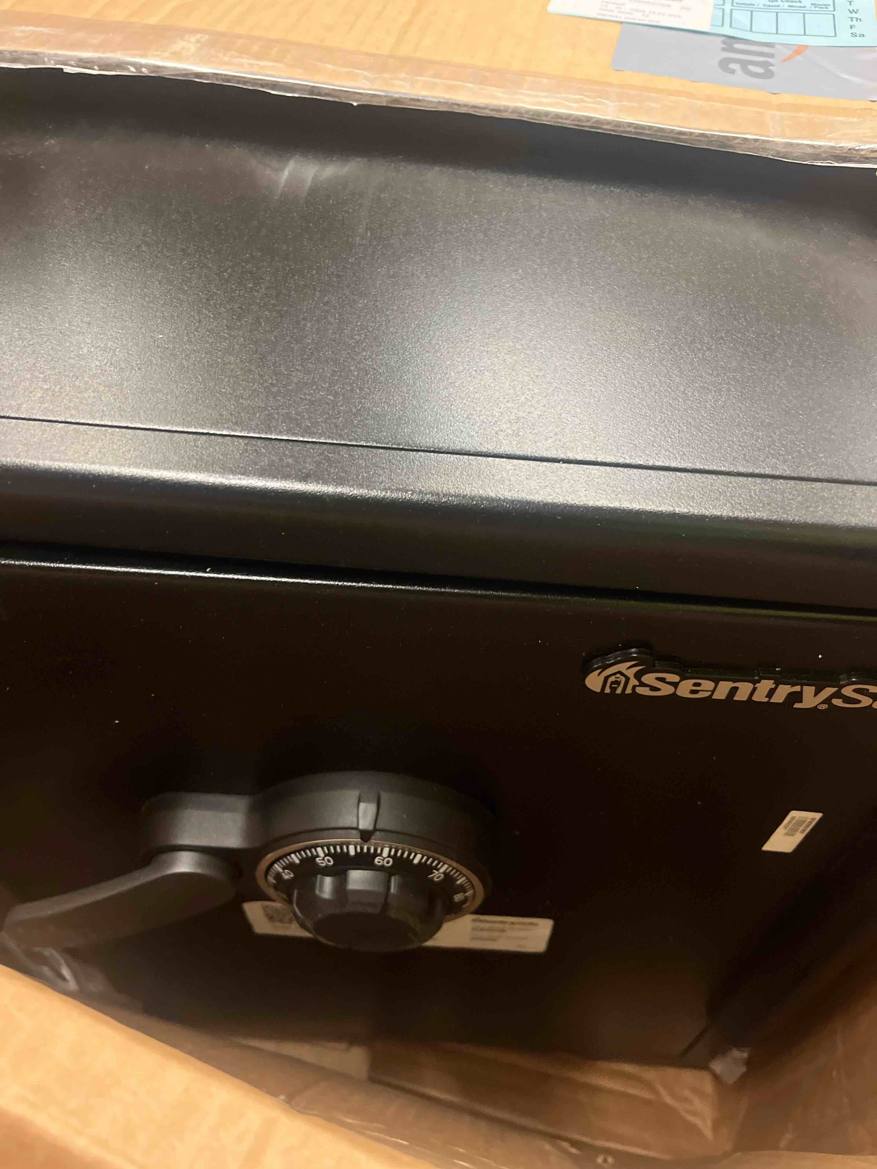 Condition photo showing New/Like New for SentrySafe Black Fireproof Waterproof Floor Safe with Dial Combination Lock for Home or Office, 2.05 Cubic Feet, SFW205CWB