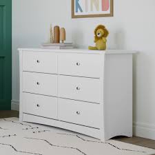 storkcraft crescent 6 drawer double dresser (white) - greenguard gold certified, kids dresser drawer organizer for nursery, chest of drawers