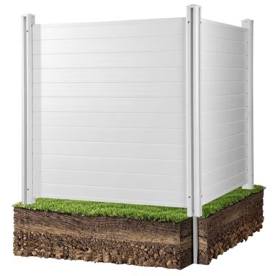 vevor - 2 panels outdoor privacy screen, 50 x 50 in air conditioner fence with 27.6 in ground stakes, pool equipment enclosure - white 