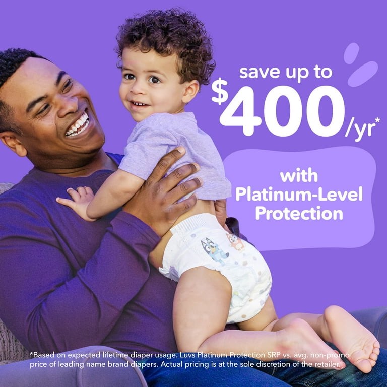 Condition photo showing New/Like New for luvs size 2 baby diapers, platinum protection bluey diapers for day & night, size 2, 264 count (packaging may vary)
