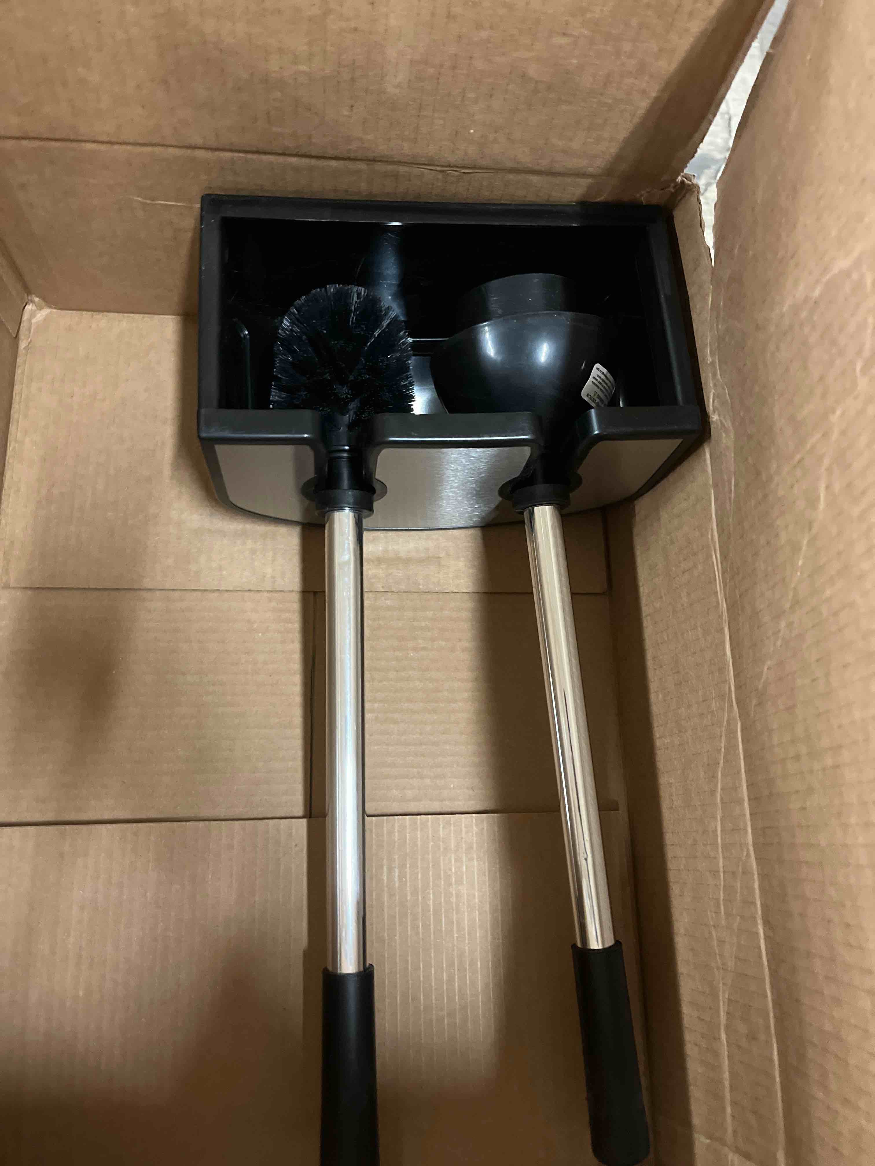 Condition photo showing Good Condition for casaphoria stainless steel toilet bowl brush with holder and plunger set, freestanding canister for bathroom, 2 in 1 hideaway holder heavy duty unclogger plunger