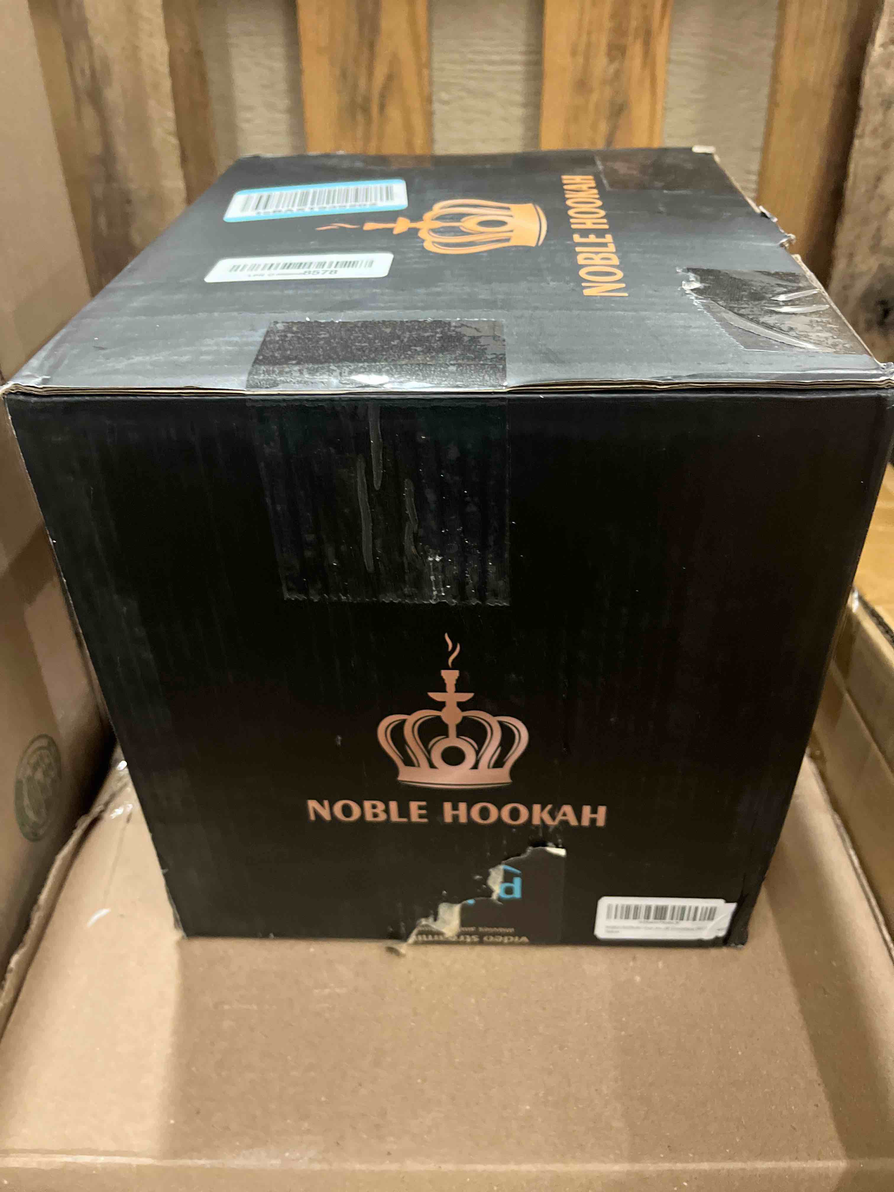 Condition photo showing New/Like New for 28.9" hookah 1 hose set with everything, medium size set made of aluminium with glass base molasses catcher, ceramic bowl, tongs, black