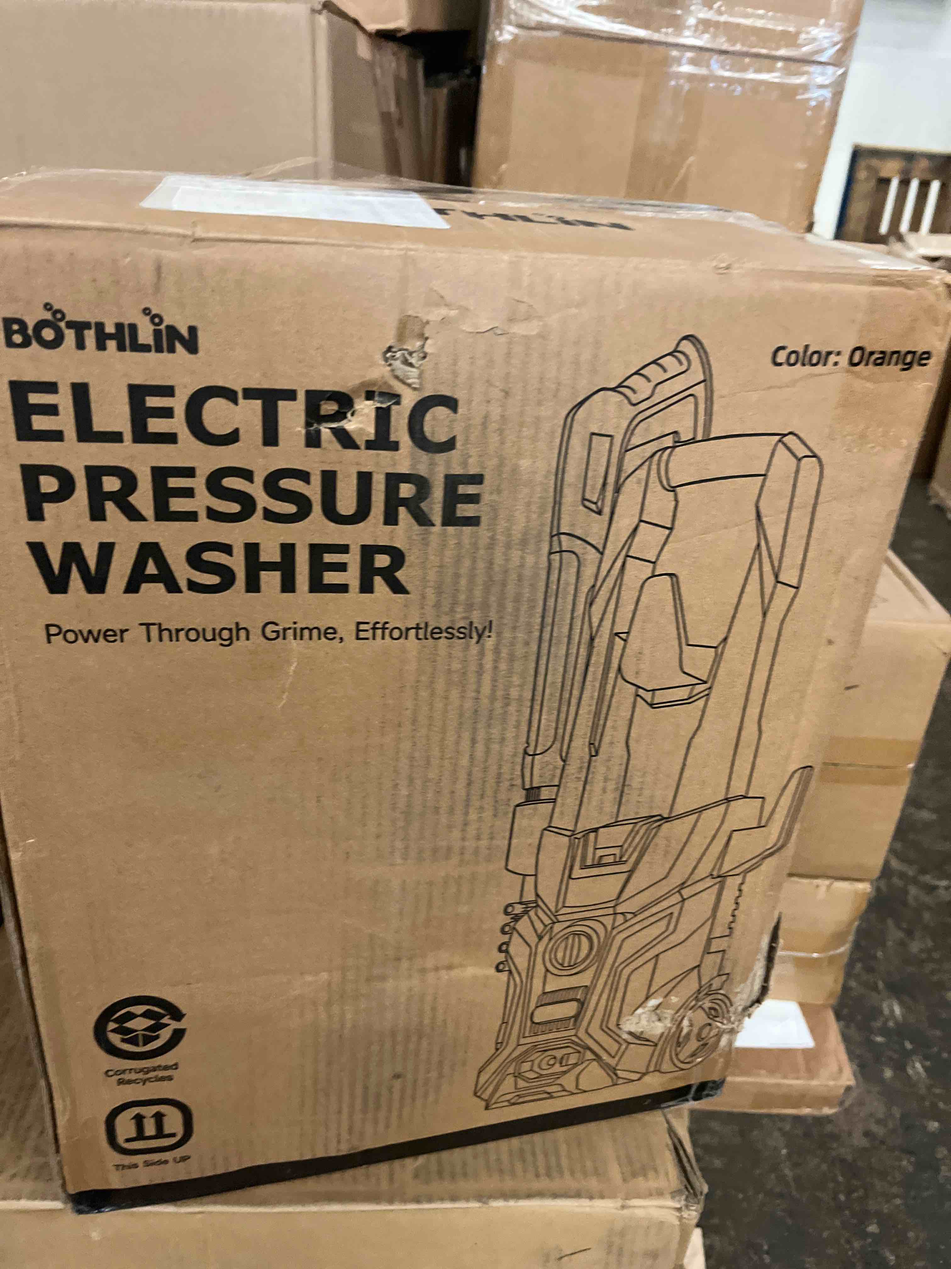 Condition photo showing New/Like New for power washers for home, 4 quick-connect nozzles & adjustable soap tank washers for cars, driveways, patios, fences, home cleaning (orange not blue)