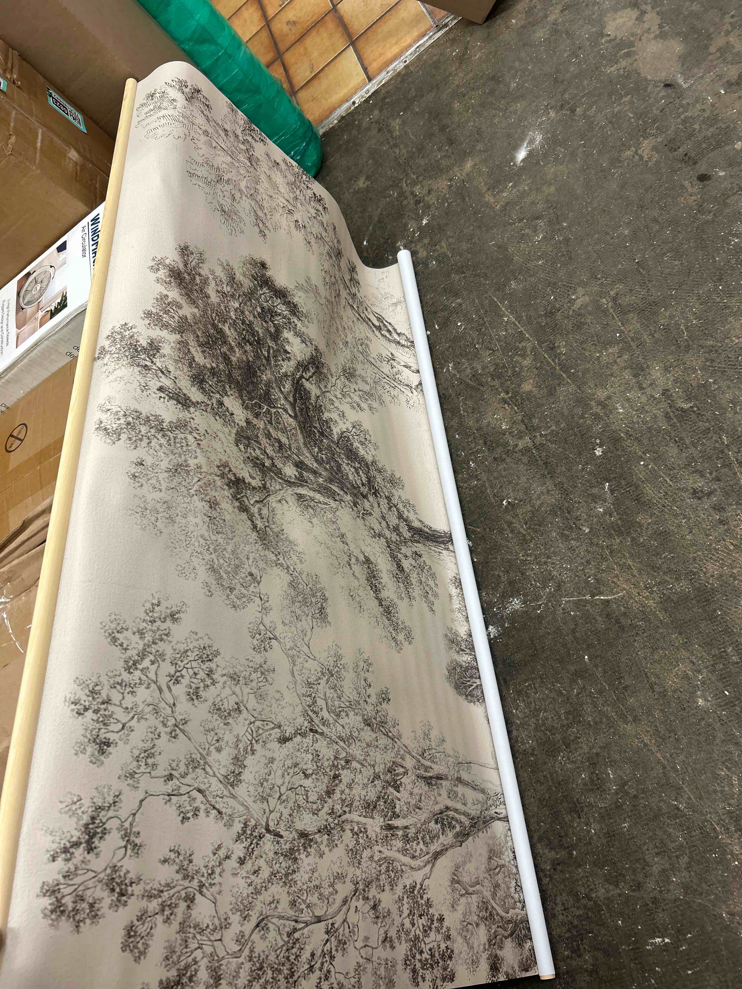 Condition photo showing New/Like New for framed vintage landscape canvas wall art for living room, extra large horizontal rustic tree botanical picture prints paintings, neutral wabi sabi artwork decor for bedroom entryway 60x30 inch