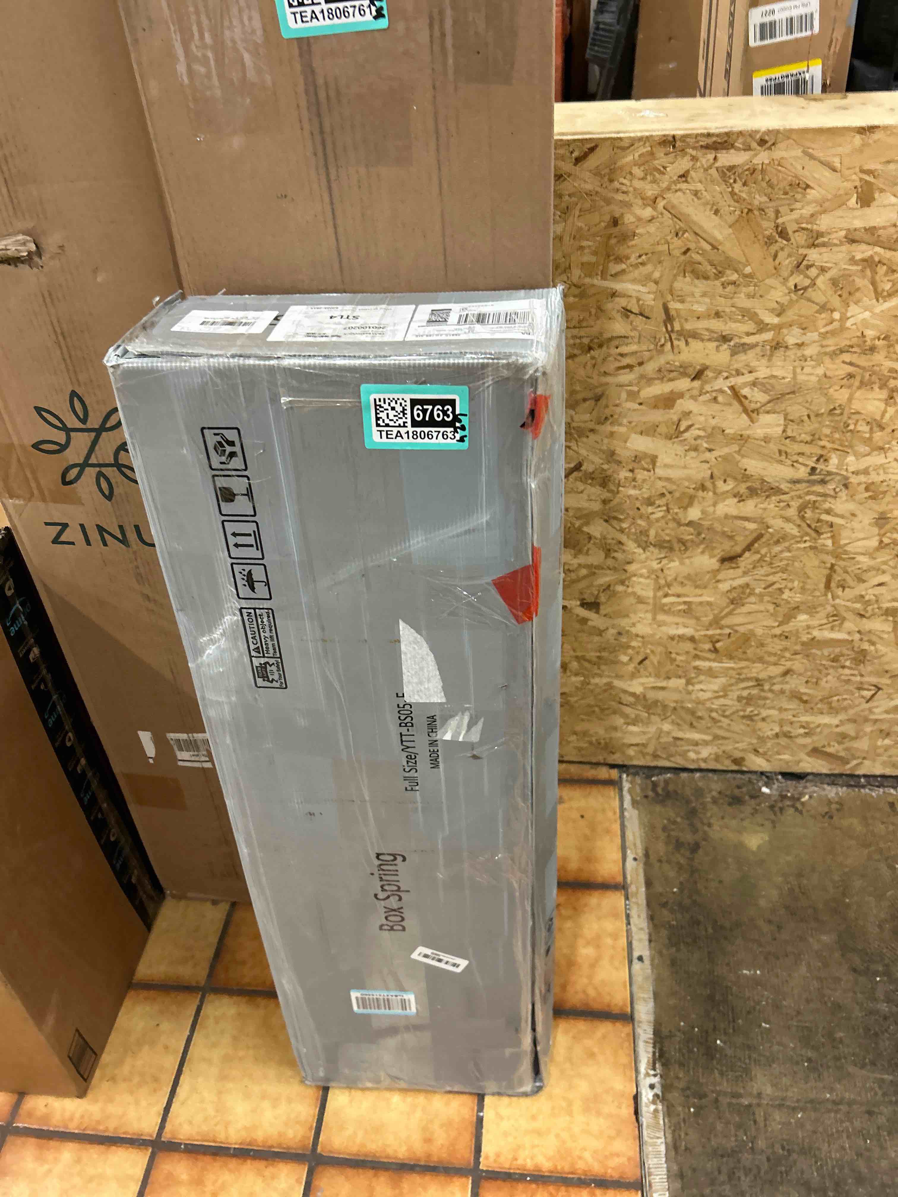 Condition photo showing New/Like New for box spring, metal frame mattress foundation with fabric cover, easy assembly, noise-free (7 inch, full)