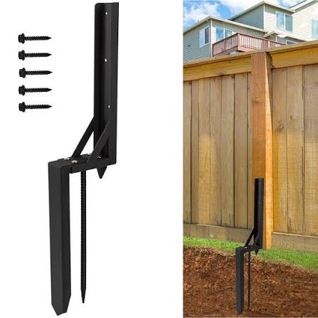 Condition photo showing New/Like New for fence post repair kit 4 pack,30" heavy duty fence post stake spike with black powder-coated,thickened anchor ground spike for repair tilted/broken wood fence post