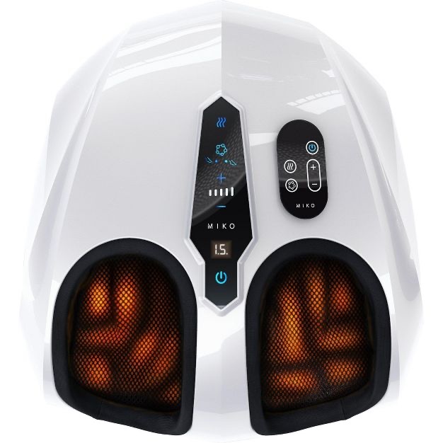 shiatsu foot massager machine with multiple functions and heat - white