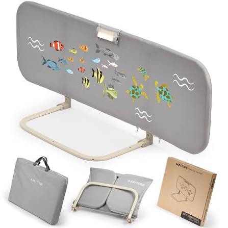 Condition photo showing New/Like New for toddler bed rail with night light - foldable bed side rails - fits for most beds: bed rails for full size bed, queen size rails, twin rails - portable fence for baby - 48 inch