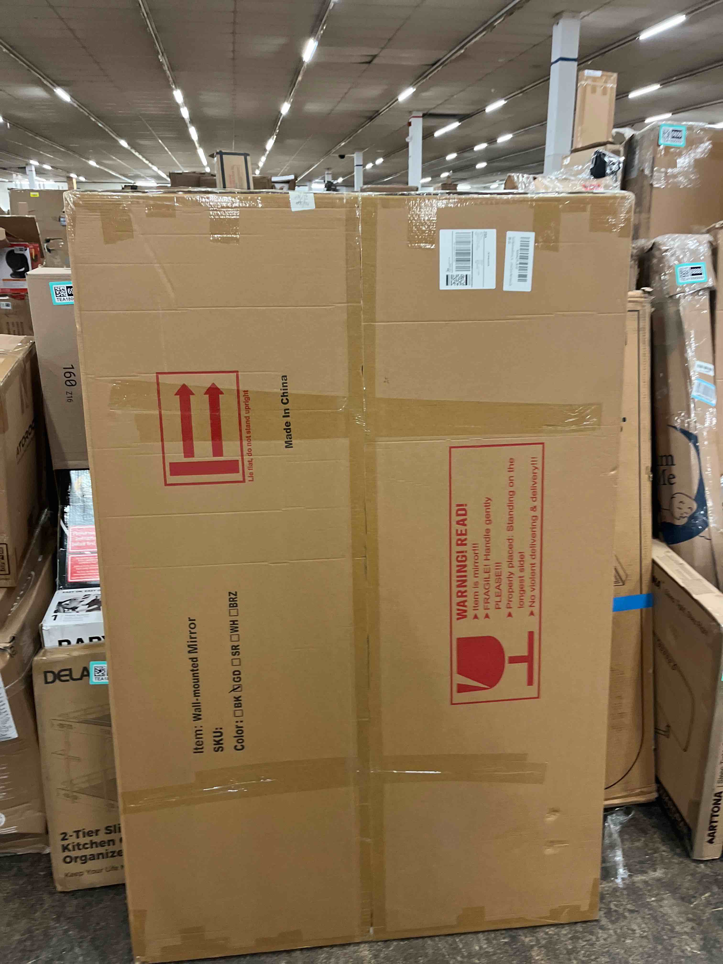 Condition photo showing New/Like New for gold bathroom mirror, 36x55 inch rectangular deep frame mirror, large wall mounted bathroom vanity mirror over sink for bedroom,restroom, living room, hangs vertically or horizontally