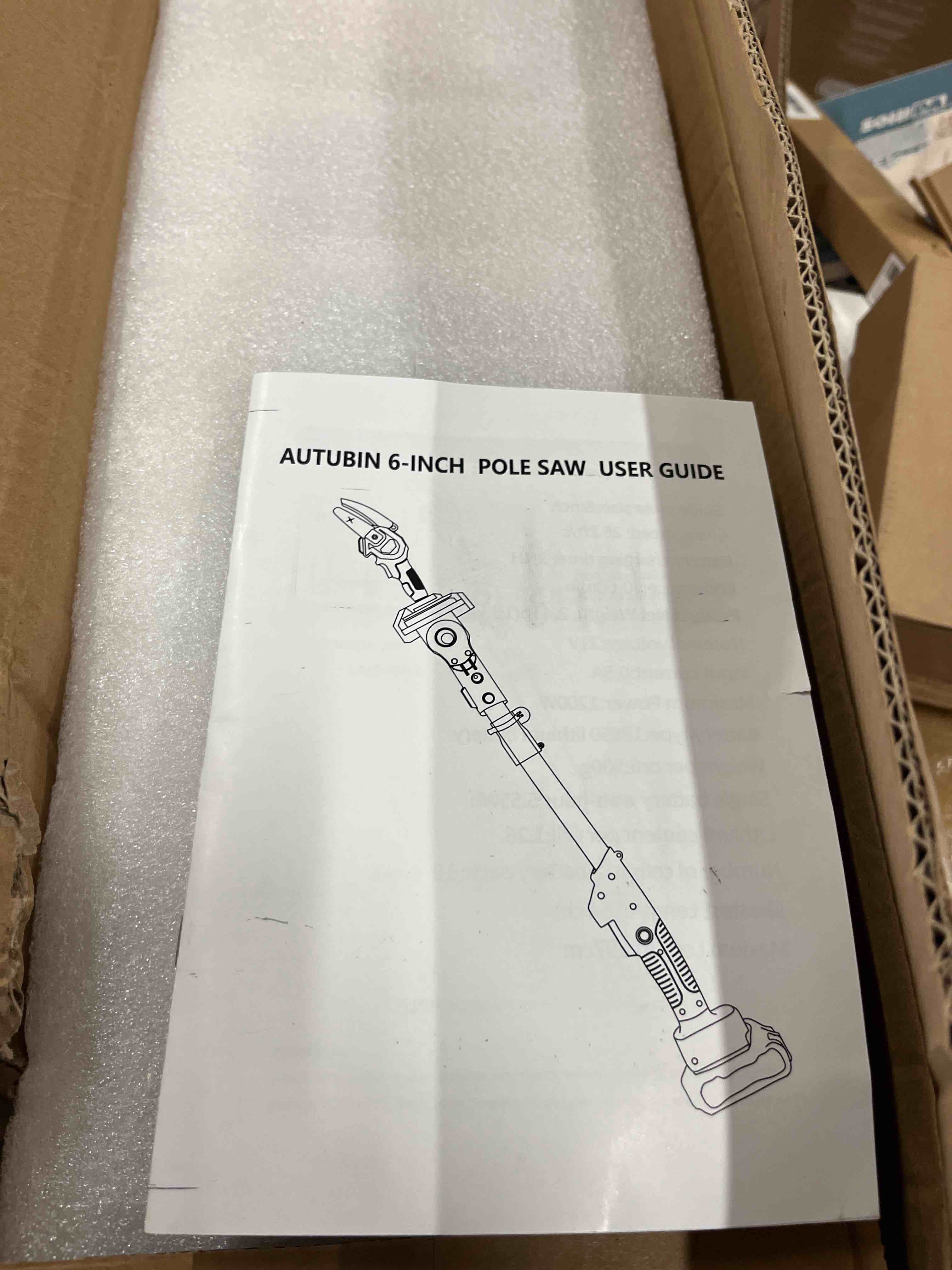 Condition photo showing New/Like New for 8'' electric pole saws for tree trimming, cordless 2-in-1 pole saw & mini chainsaw with extension pole, battery powered with 2x4.0ah batteries and charger, max 16ft reach for pruning(colors vary)