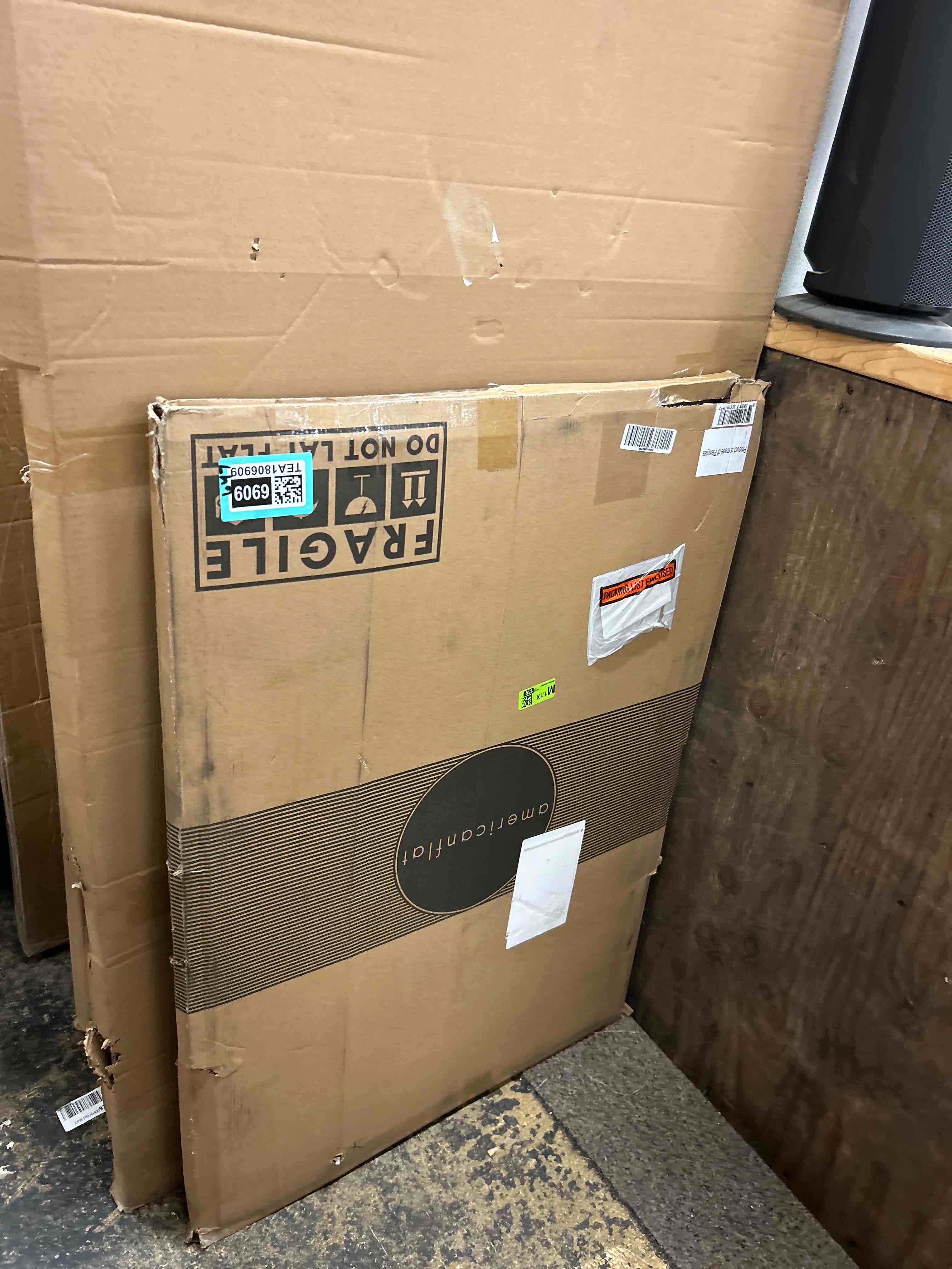 Condition photo showing New/Like New for americanflat 24x36 poster frame with polished plexiglass - streamline collection - thin border picture frame for wall display - hanging hardware included - black