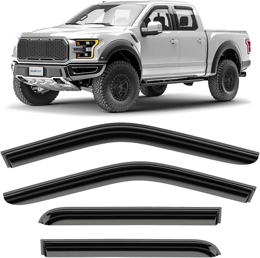 Condition photo showing New/Like New for auto ventshade [avs] in-channel ventvisor / rain guards | fits 2015 - 2024 ford f-150, 2017 - 2024 ford f-150 raptor supercrew- smoke, 4 pcs. | 194975