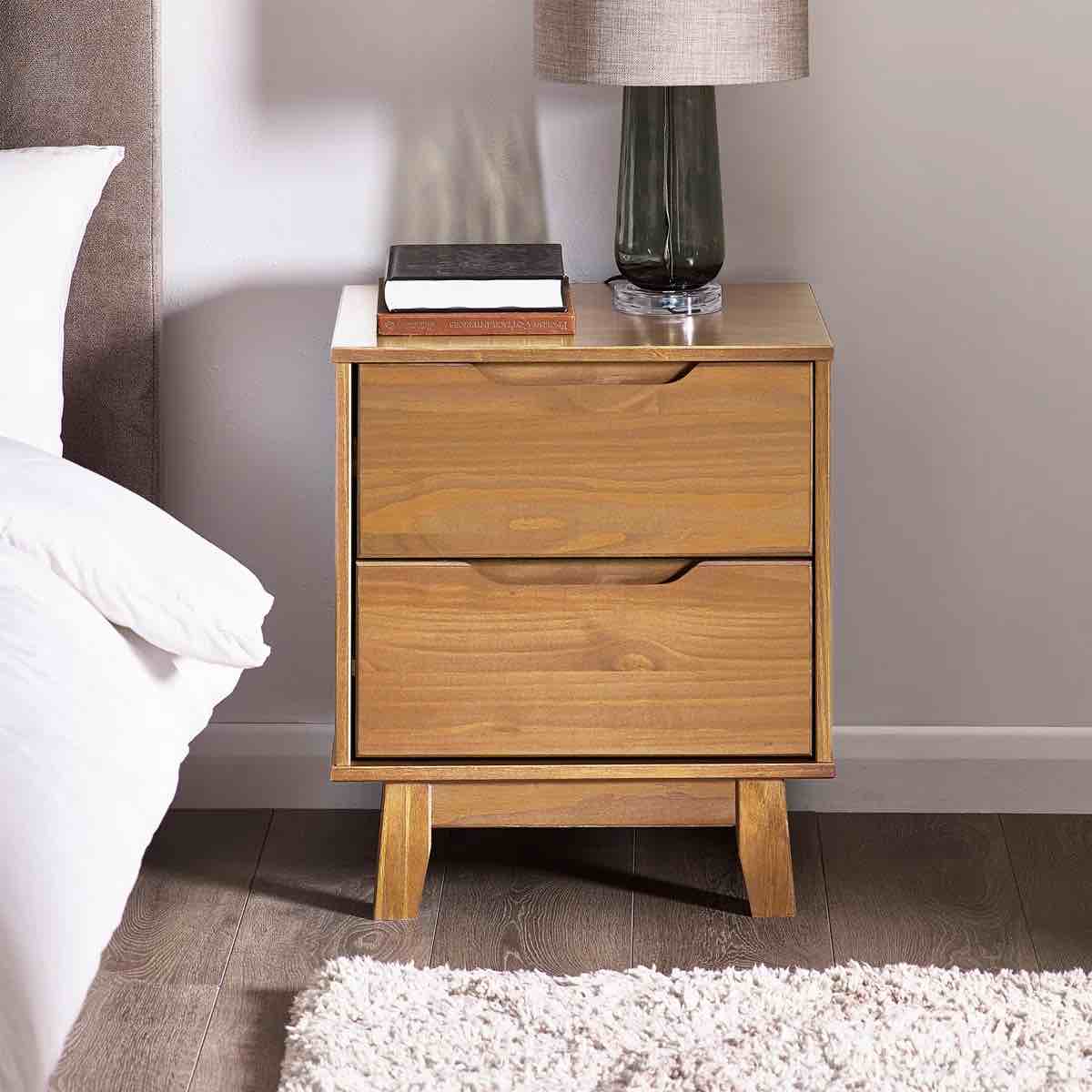 Jerred 2 - Drawer Solid Wood Nightstand