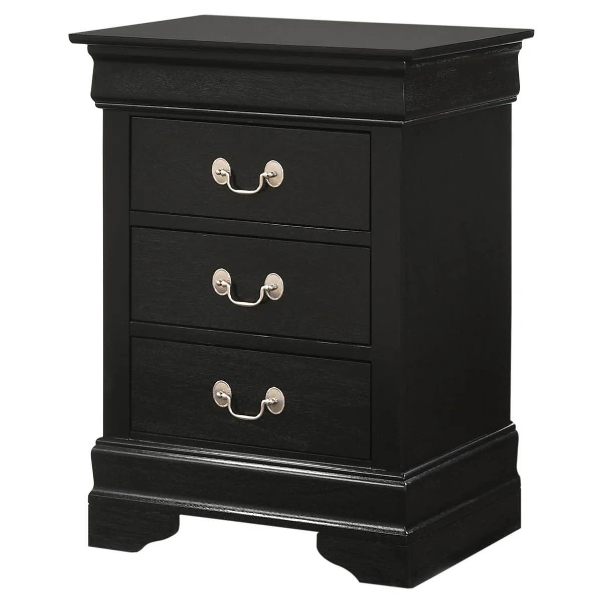 Louis Phillipe Nightstand with 3 Drawers Bed Side Table Solid Wood Nightstand Bedroom End Tables