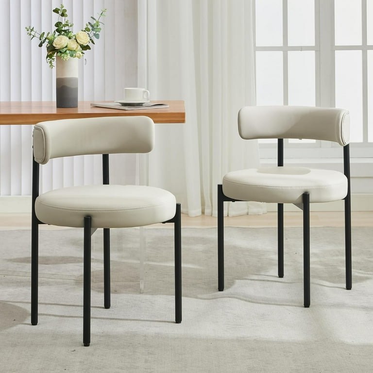 Dining Chairs Set of 4, Mid Century Modern Dining Room Chairs with Barrel Backrest, Upholstered White Kitchen Chairs for Dining Room, Restaurant Gray