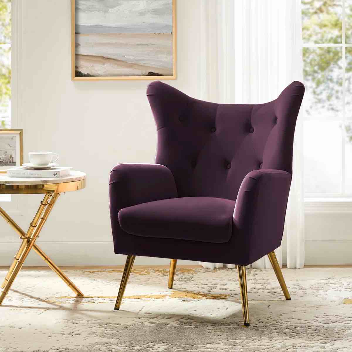 Avianna 29.25" Wide Tufted Velvet Wingback Chair