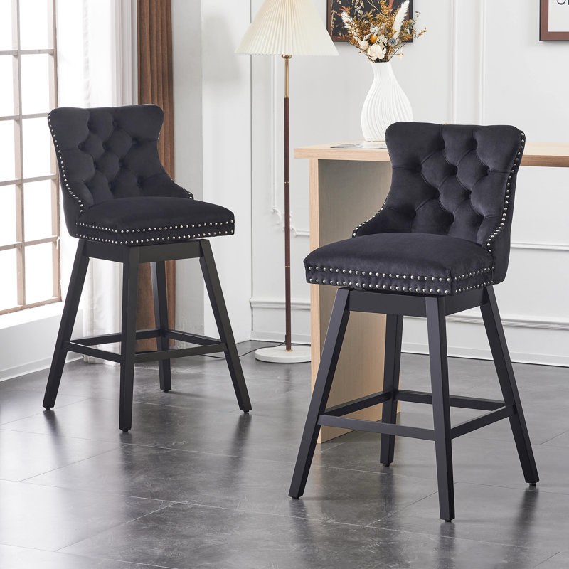 Timm Swivel Bar Stool Black 