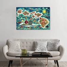 Retro Map of the Hawaiian Islands by Piddix - Wrapped Canvas Graphic Art