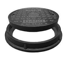 Natotela 20in Round Manhole Covers and Frame,18in Clear Opening Fiberglass Replacement Solid Top Cover,Septic Tank Lid and Base for yard,Non-slip Reinforced Sewage Basin Cover(Overall size 22.8in)