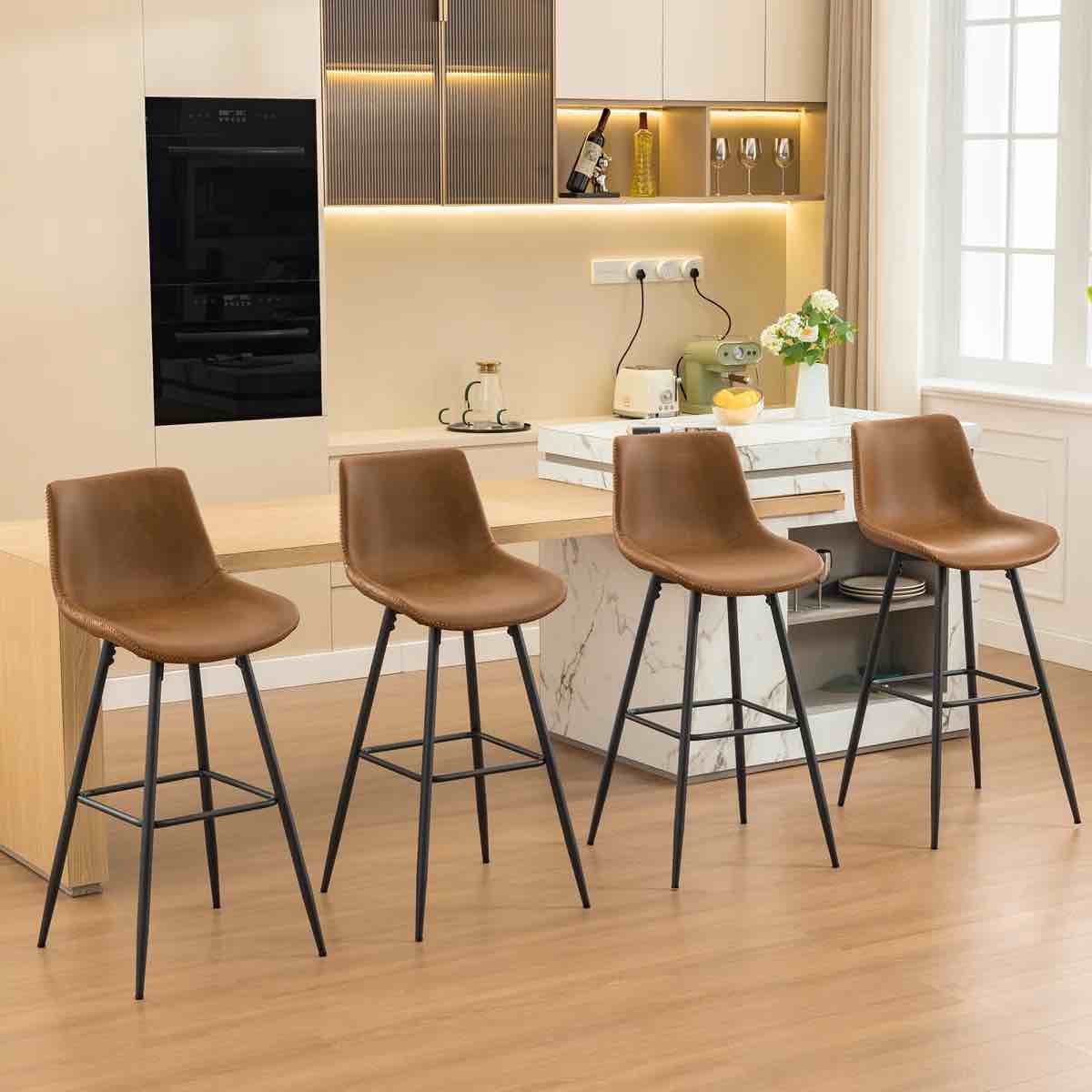Faux Leather Modern Dining Bartools Stools