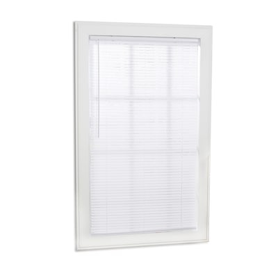 Project Source Light Filtering 1-in Slat Width 27-in x 64-in Cordless White Vinyl Light Filtering Mini-blinds