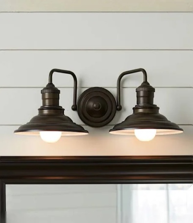 allen + roth  Hainsbrook 18.25-in 2-Light Antique Bronze Coastal Vanity Light