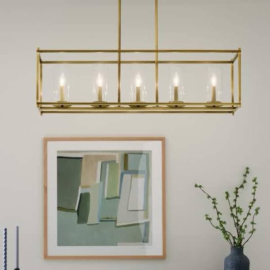 Crosby 41.5 in. 5-Light Natural Brass Contemporary Candlestick Linear Chandelier for Dining Room