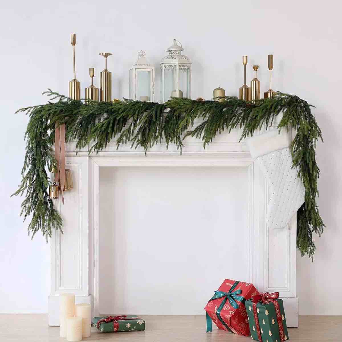 Real Touch Norfolk Pine Garland - Artificial Christmas Garland Faux Pine Greenery Garland For Holiday, Fireplace, Mantle, Window, Indoor, Outdoor Decor (1PCS) 