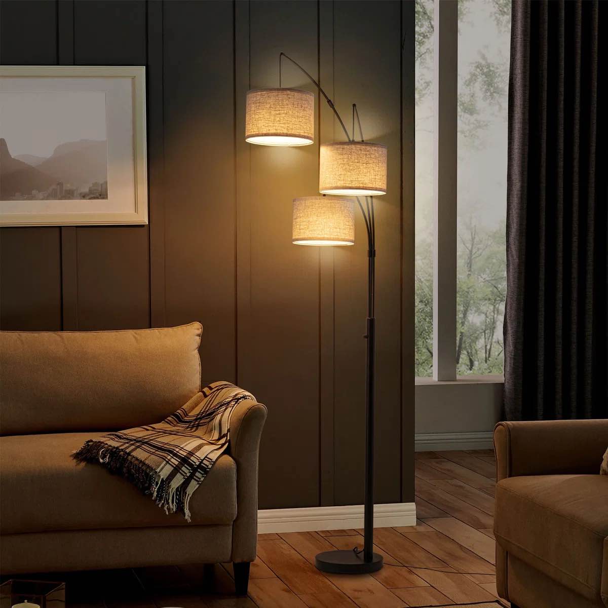 80" 3-light Dimmable 3-color Temperature, Arc Floor Lamps With Remote Control, Modern Tall Standing Lamp 