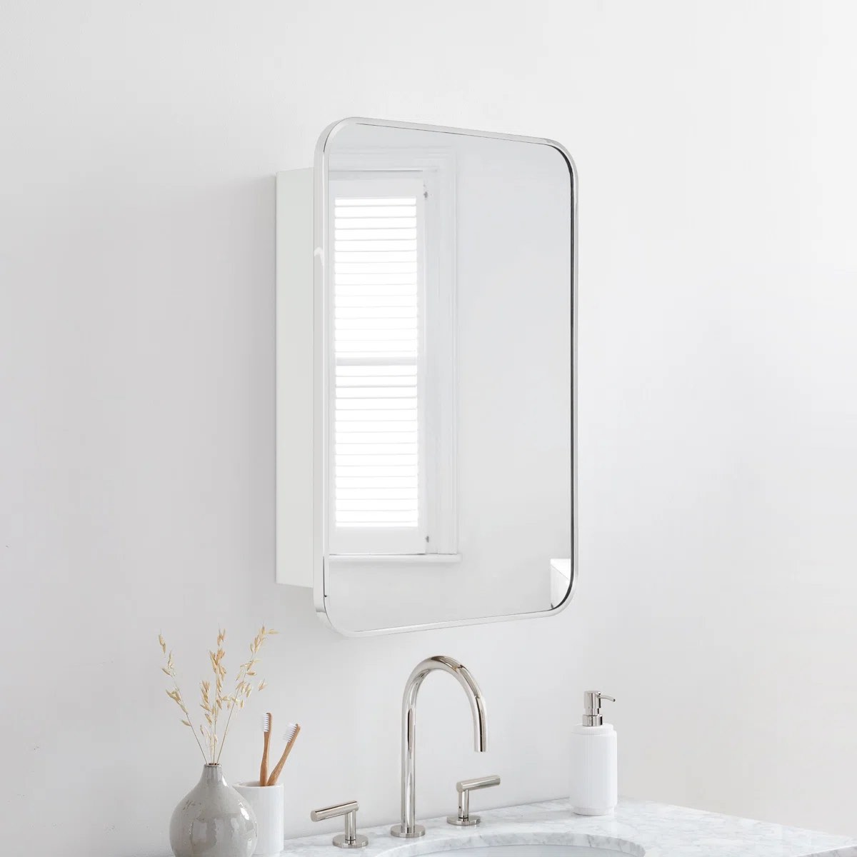 Garnes Recessed or Surface Mount Framed Medicine Cabinet with Adjustable Shelves 