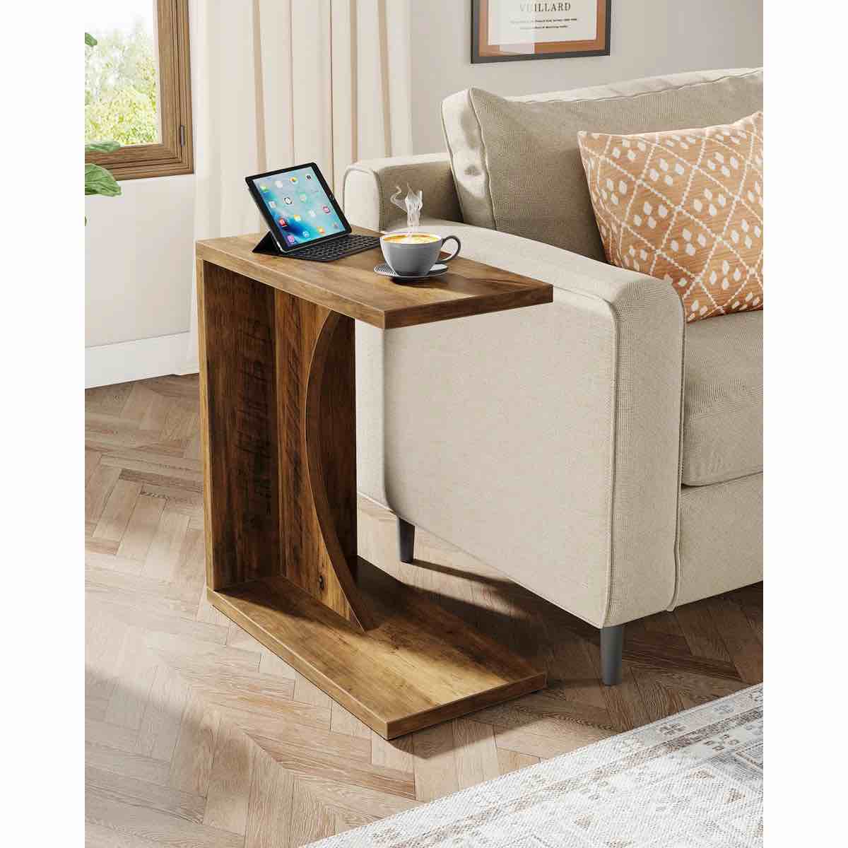 (2 ITEMS) Heleana C-Shaped End Table for Couch, Sofa Side Table For Living Room