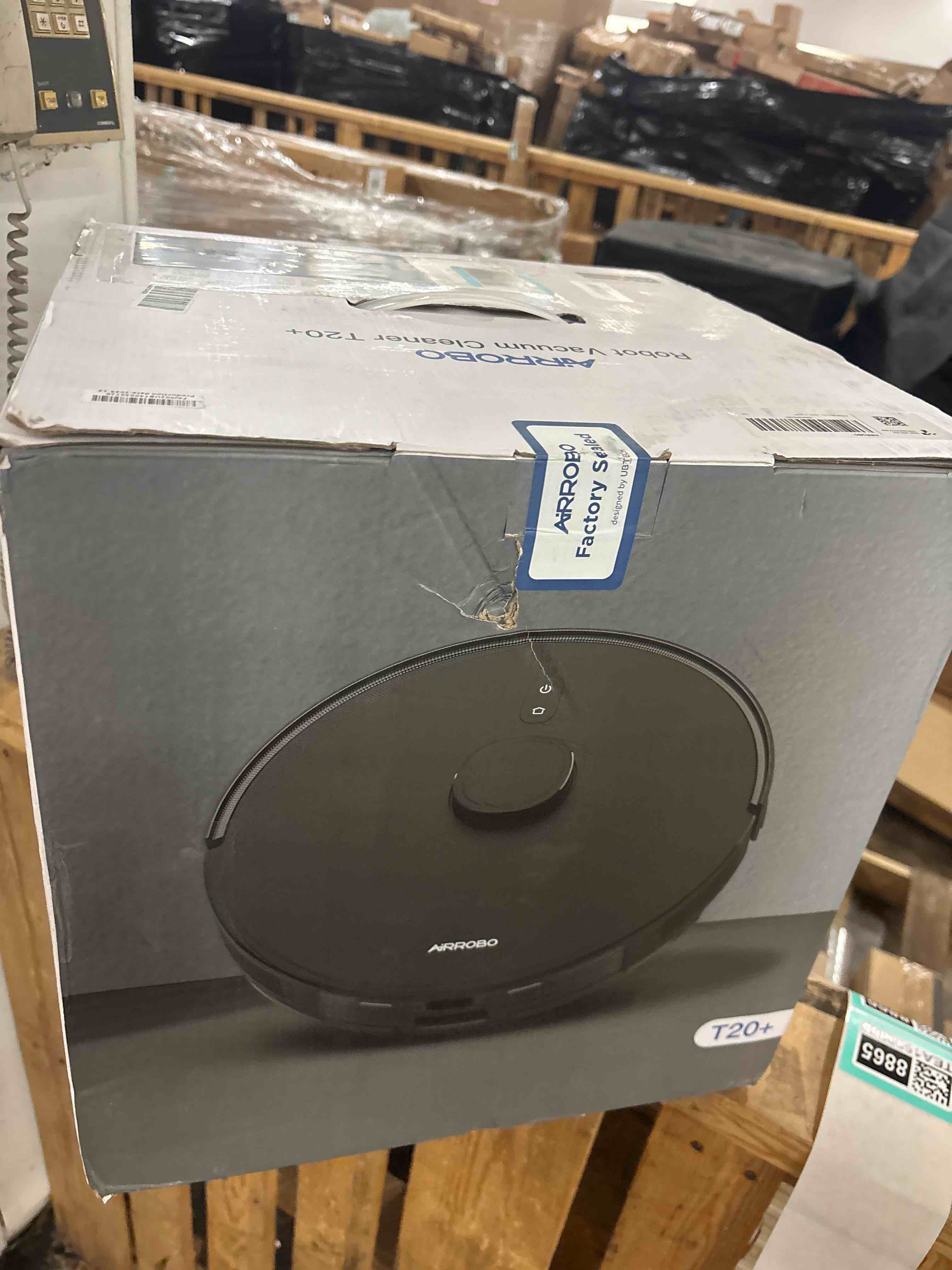 Condition photo showing New/Like New for AIRROBO Robot Vacuum and Mop Combo, Self-Emptying, 60-Day Capacity, Home Mapping, Schedule, Wi-Fi/App/Alexa/Remote, 180mins Runtime, T20+ Robotic Vacuum Cleaner for Pet, Hard Floors, Carpet Vacuum size: L13.8 x W 13.8 x H3.7 Black