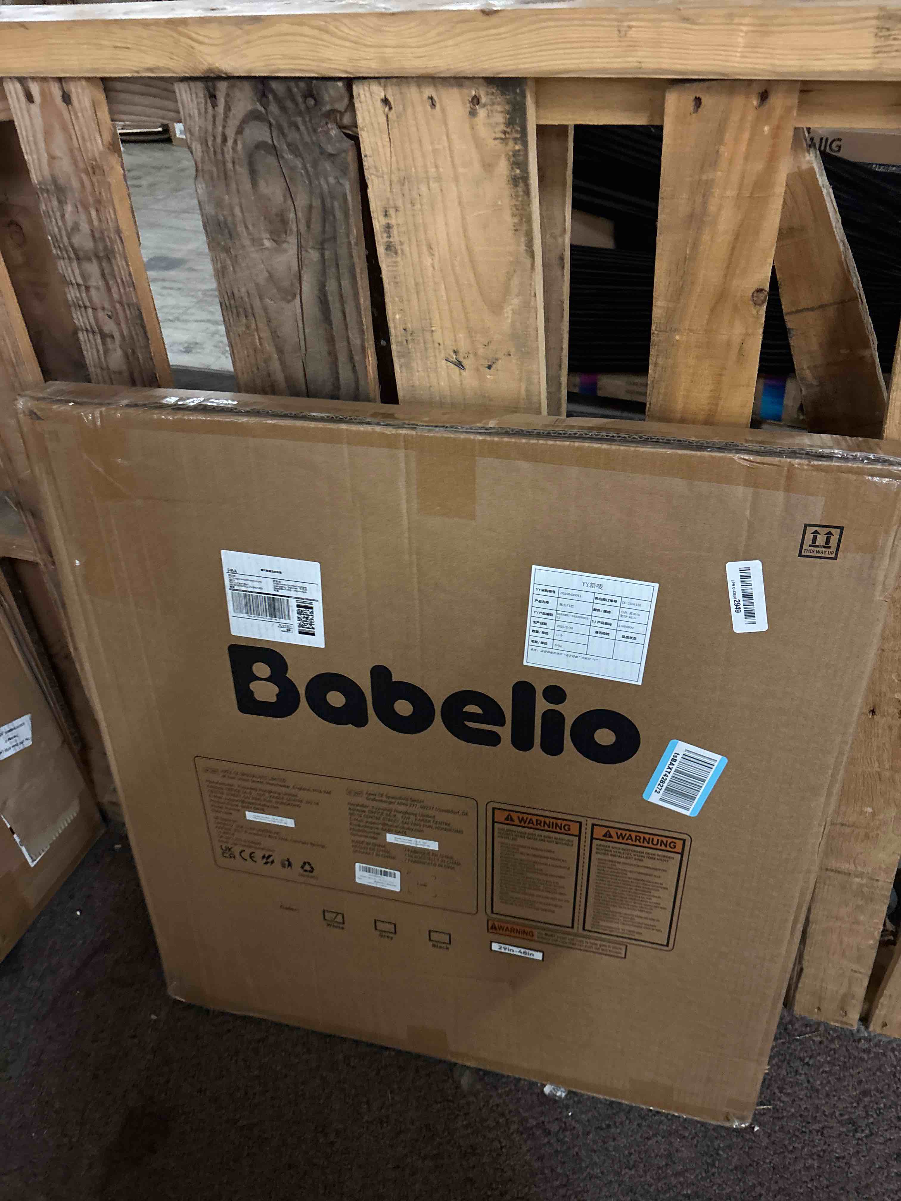 Condition photo showing New/Like New for Babelio Metal Baby Gate, 29-48“ Auto Close Easy Install Pet Gate, Extra Wide Walk Thru Child Safety Gate, Pressure Mounted Dog Gate for Doorways & Stairs, with Y Spindle Rods, White White 30"Tall 29"-48" Wide