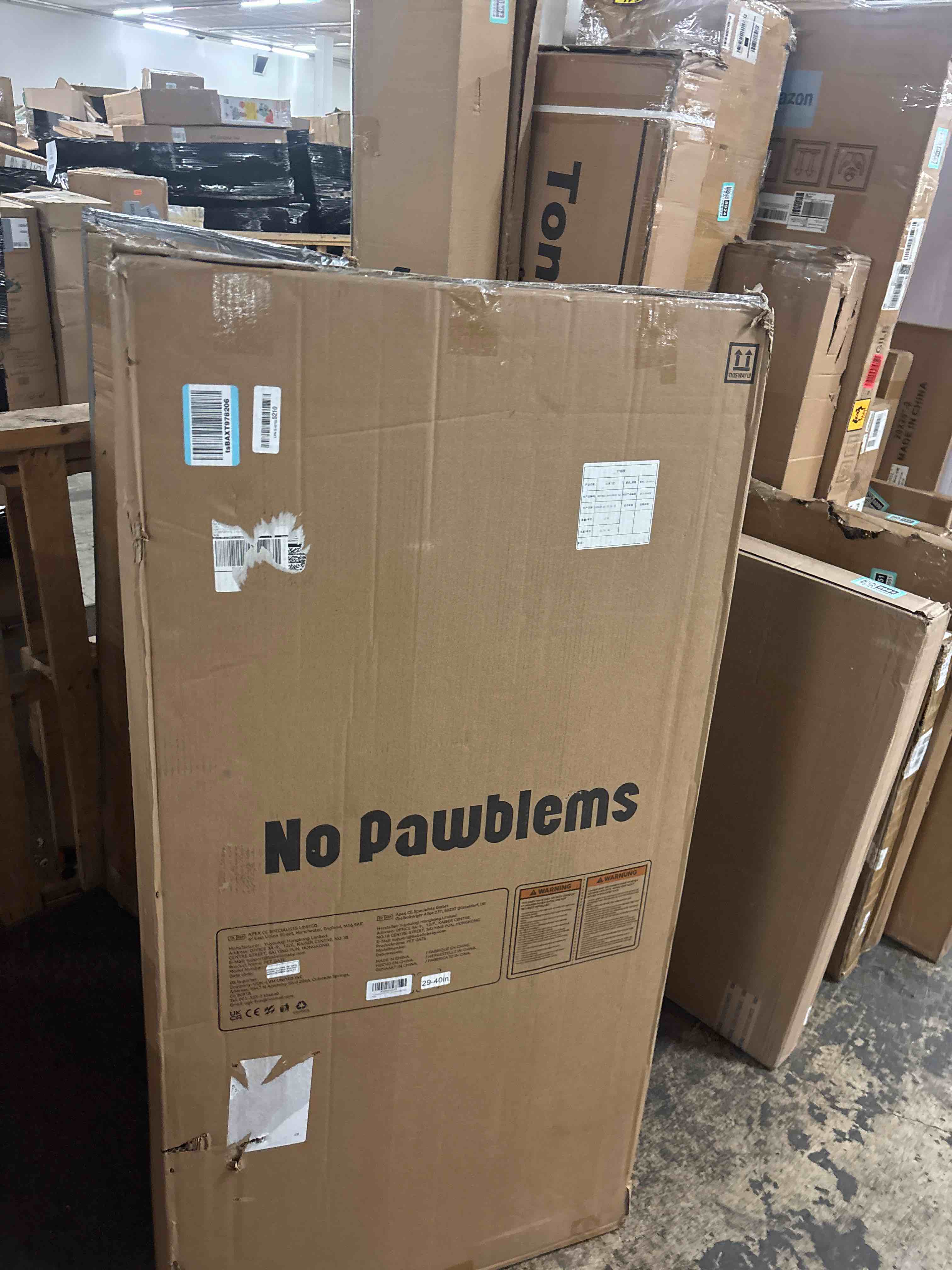 Condition photo showing New/Like New for No Pawblems 55" Extra Tall Pet Gate for Cat/Dog, 29-40" Wide Auto Close Tall Dog Gate for Doorways/Hallways, 1.37" Ultra Narrow Spacing, NO Drilling Pressure Mounted, Black Black - S10 55" Tall, 29-40" Wide