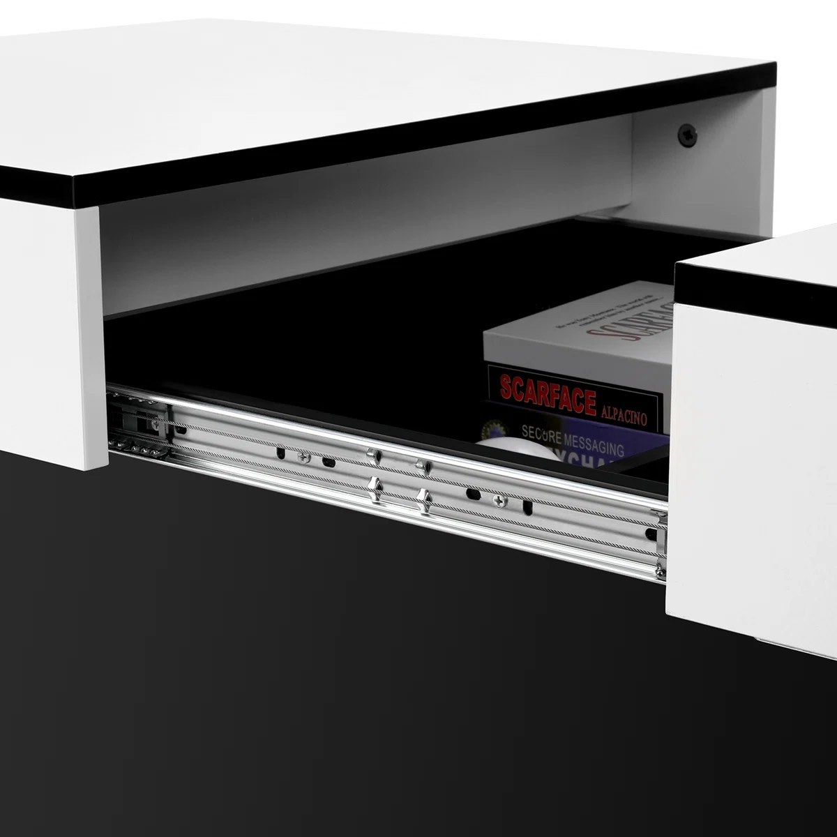 Condition photo showing New/Like New for Ebern Designs Modo Extendable Block Coffee Table with Storage