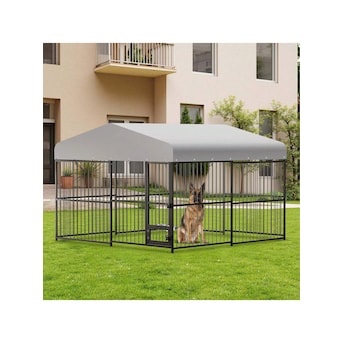 WhizMax 10X10X6FT Large Dog Kennel Outside Heavy Duty Outdoor Dog Cage House With Weatherproof Galvanized Iron Pet Playpen With Safety Locks UV and Water Resistant For Medium And Large Dogs Easy Assembly