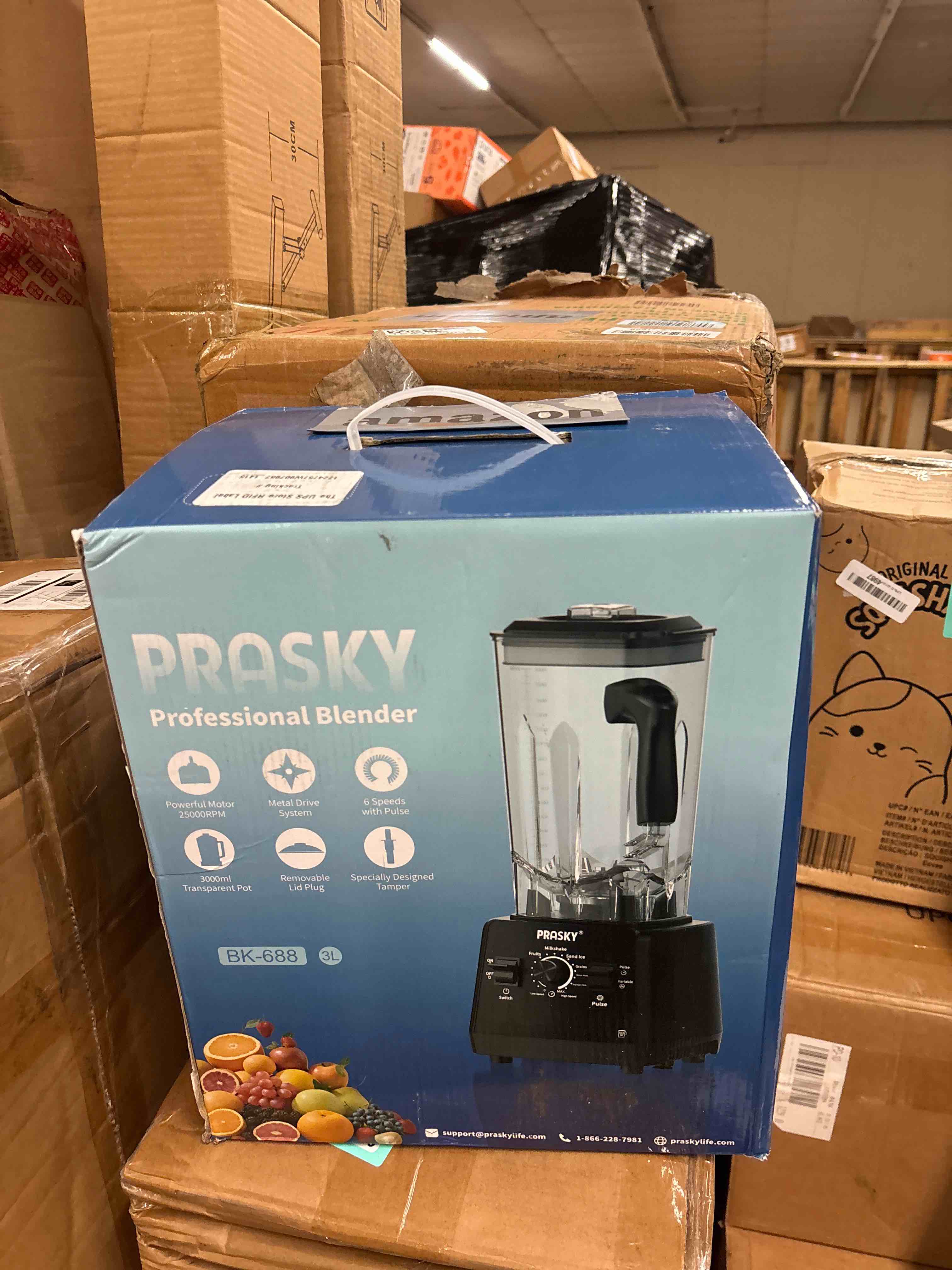 Condition photo showing New/Like New for Professional Blender,Smoothies Blenders, PRASKY Max.2400Watts/1000Watts Blender and Grinder Combo 25000RPM Powerful Kitchen 68oz BPA Free 2 Containers Countertop Blenders Ice Crushing, Juice Blender and Grinder Combo Gray